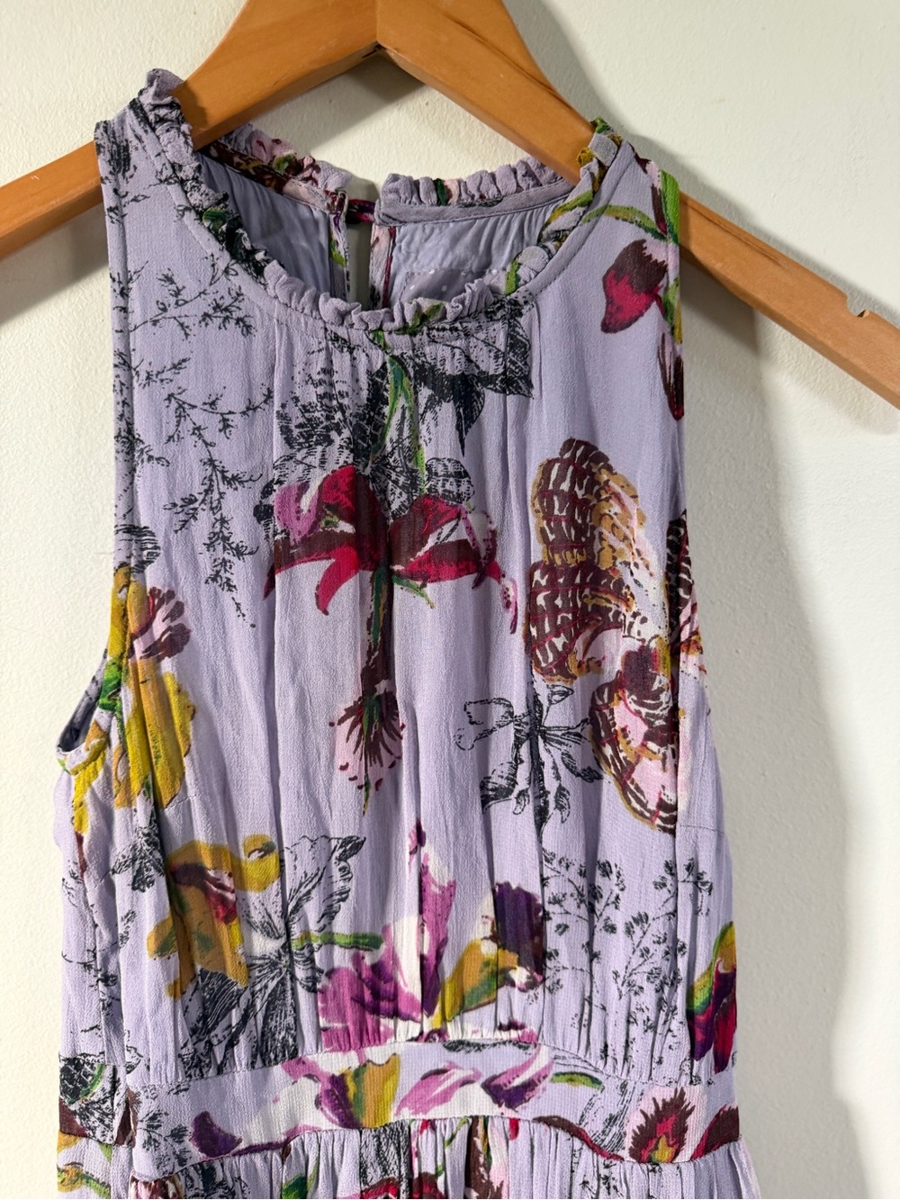 By Anthropologie Lavender Floral Maxi Dress sleeveless size 0 - Picture 6 of 8